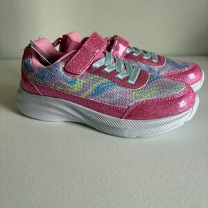 RUNSIDE Girls Sequin Sneakers Pink Blue Purple Hook and Loop Size 3 New